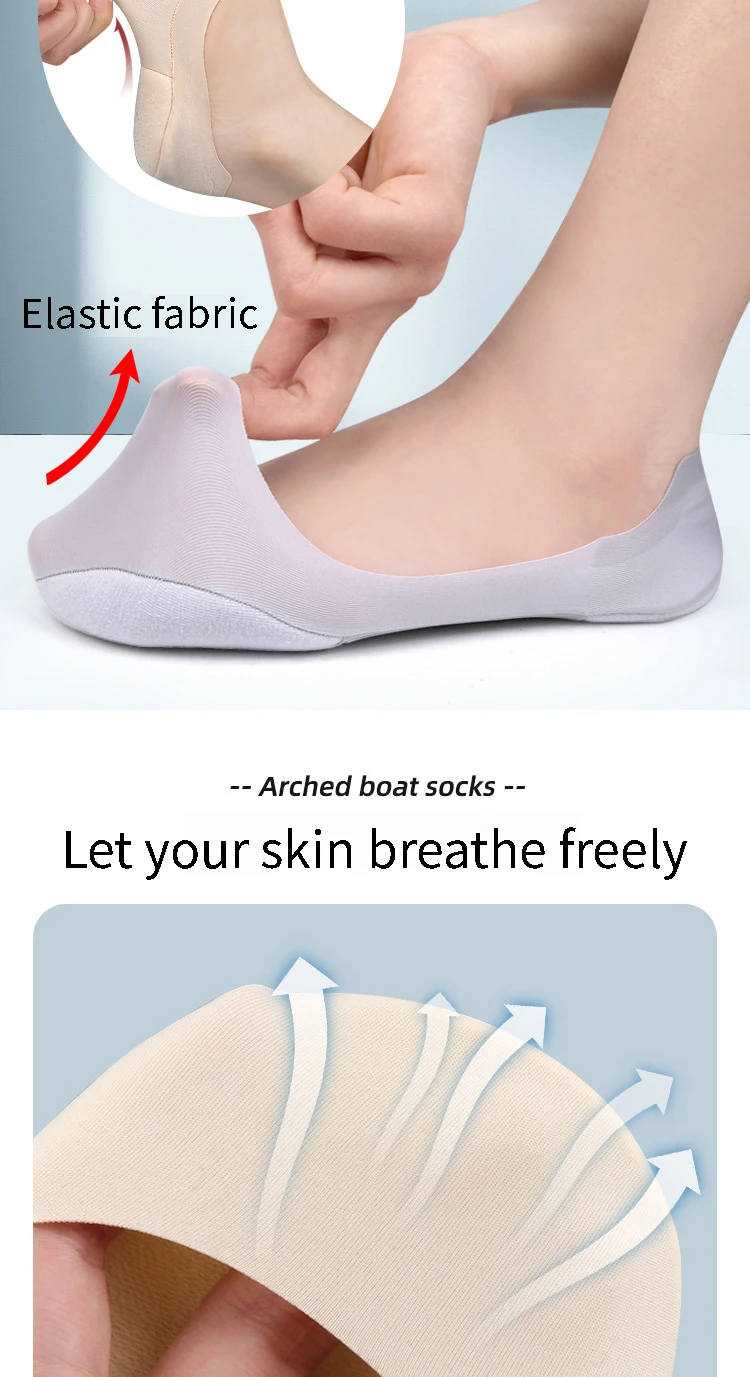 Socks Insoles for Feet Women Boat Sock Plantar Fasciitis Shoes Insole Shock Absorbing Shoe Sole Invisible Non slip Shoe pads