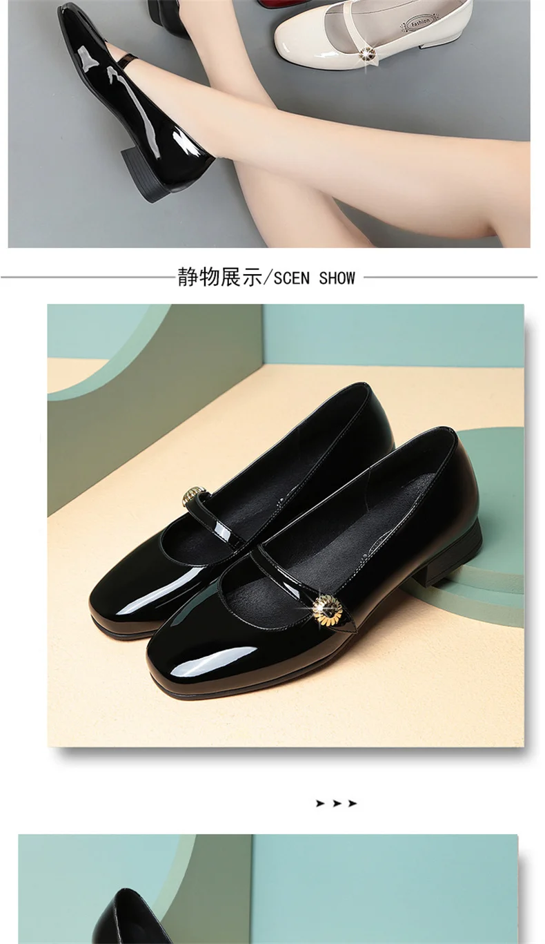 Spring Autumn Fashion Women's Shoes Mary Jane Style Shoes Low Heel Shallow Mouth Round Toe Comfort Solid Color Party Shoes