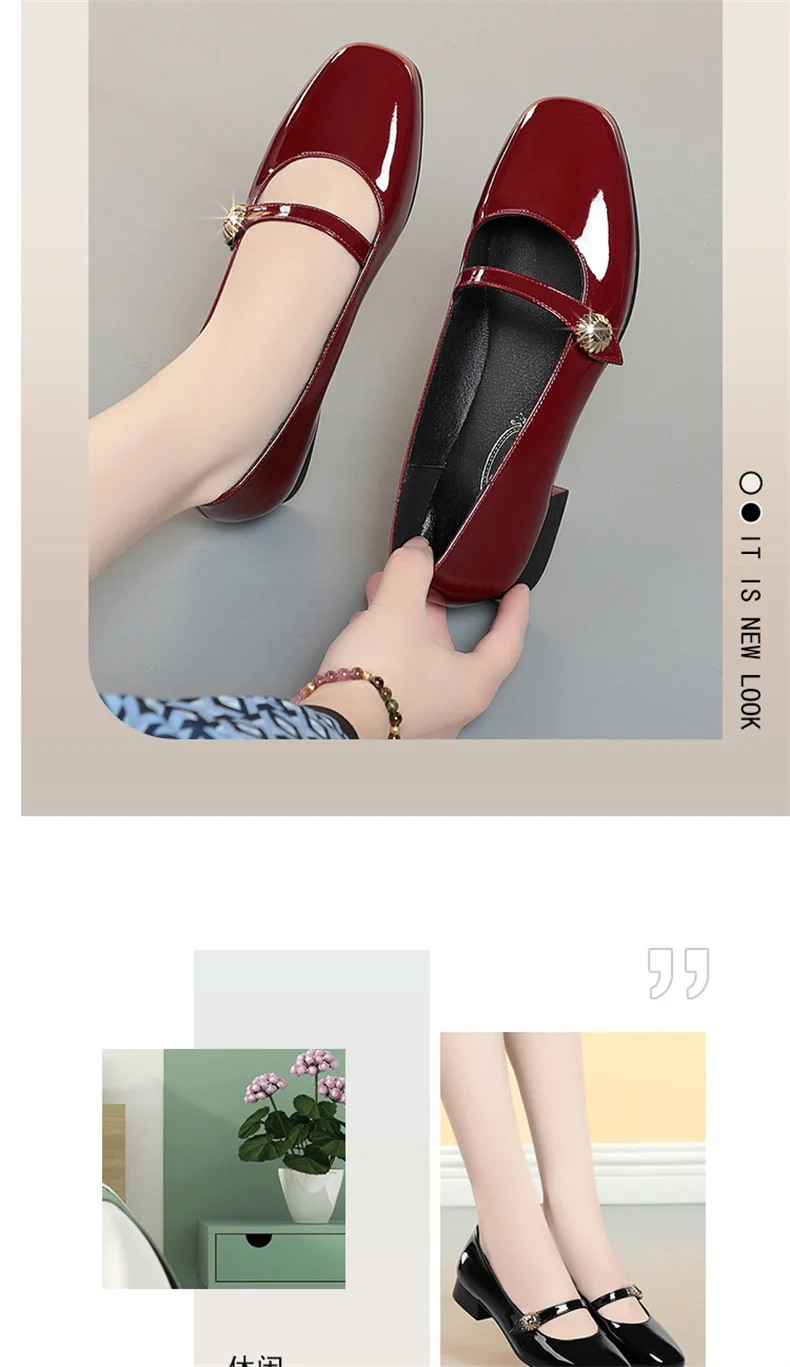 Spring Autumn Fashion Women's Shoes Mary Jane Style Shoes Low Heel Shallow Mouth Round Toe Comfort Solid Color Party Shoes