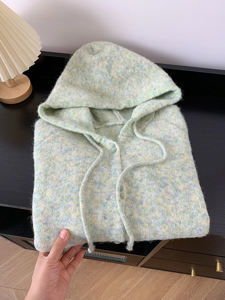 Korean Hooded Knitted Cardigan Women Autumn Winter New Fashion Casual Loose Lazy Style Sweater Female Streetwear Sweater Coats