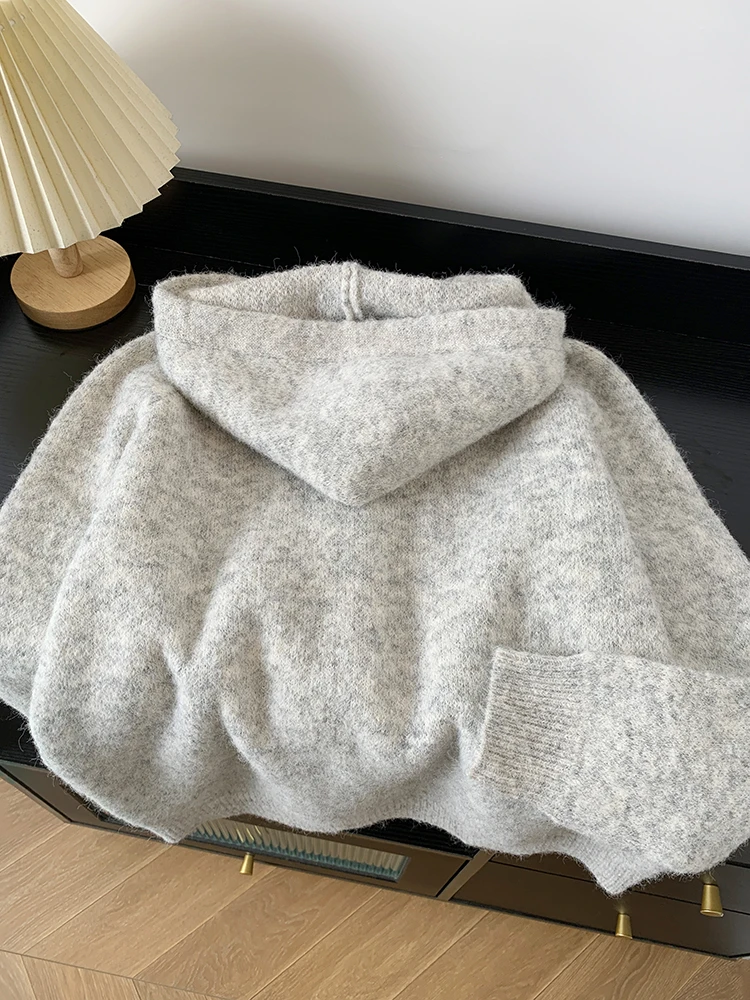 Korean Hooded Knitted Cardigan Women Autumn Winter New Fashion Casual Loose Lazy Style Sweater Female Streetwear Sweater Coats