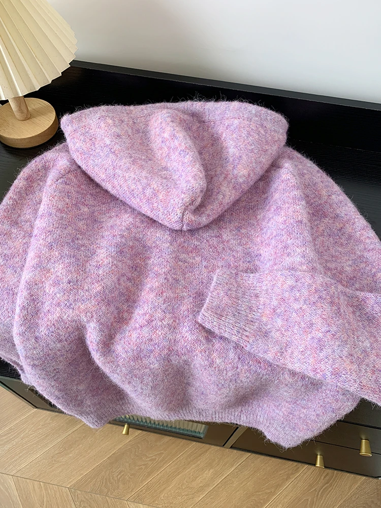 Korean Hooded Knitted Cardigan Women Autumn Winter New Fashion Casual Loose Lazy Style Sweater Female Streetwear Sweater Coats