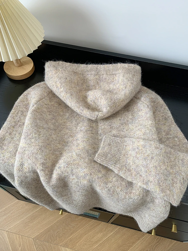 Korean Hooded Knitted Cardigan Women Autumn Winter New Fashion Casual Loose Lazy Style Sweater Female Streetwear Sweater Coats