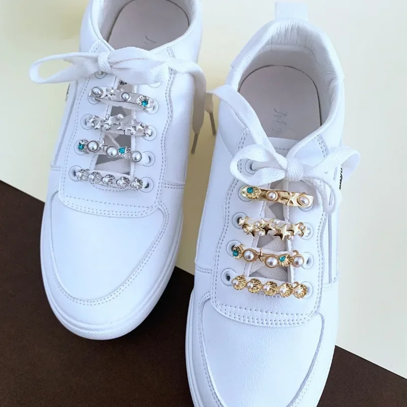 New Shoelaces Charms for Sneakers Shoe Laces Rhinestones Metal Shoelace Clips Decorative Buckles for Girl Shoes Accessories 1PCS