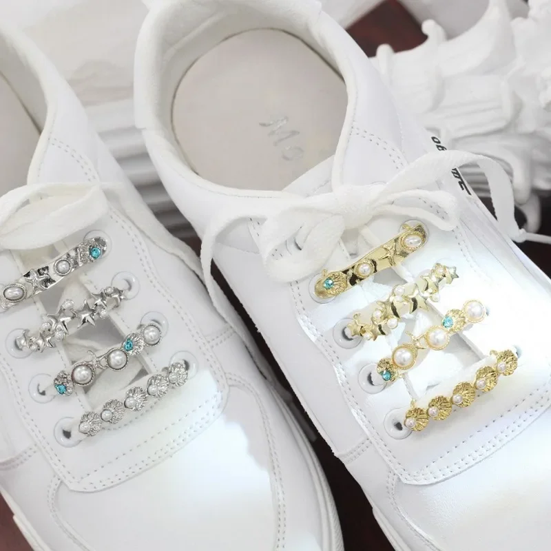 New Shoelaces Charms for Sneakers Shoe Laces Rhinestones Metal Shoelace Clips Decorative Buckles for Girl Shoes Accessories 1PCS