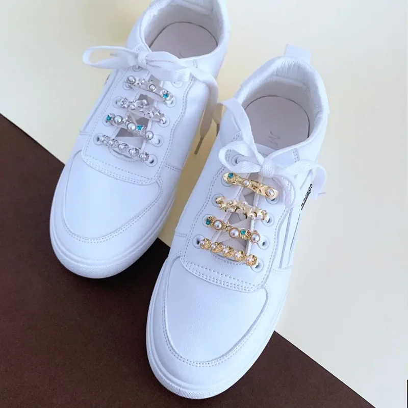 New Shoelaces Charms for Sneakers Shoe Laces Rhinestones Metal Shoelace Clips Decorative Buckles for Girl Shoes Accessories 1PCS