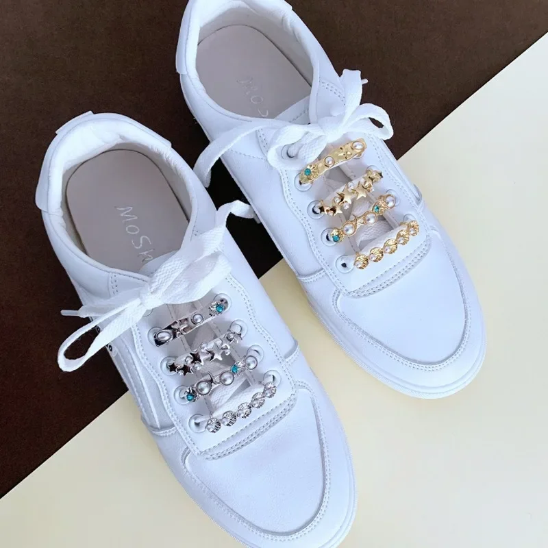 New Shoelaces Charms for Sneakers Shoe Laces Rhinestones Metal Shoelace Clips Decorative Buckles for Girl Shoes Accessories 1PCS