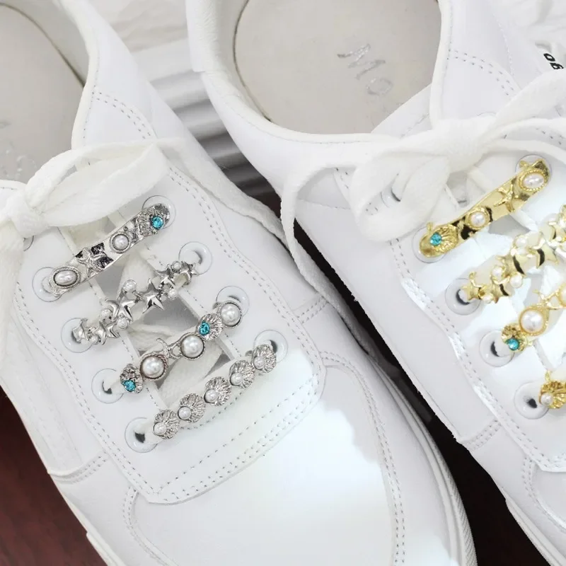 New Shoelaces Charms for Sneakers Shoe Laces Rhinestones Metal Shoelace Clips Decorative Buckles for Girl Shoes Accessories 1PCS