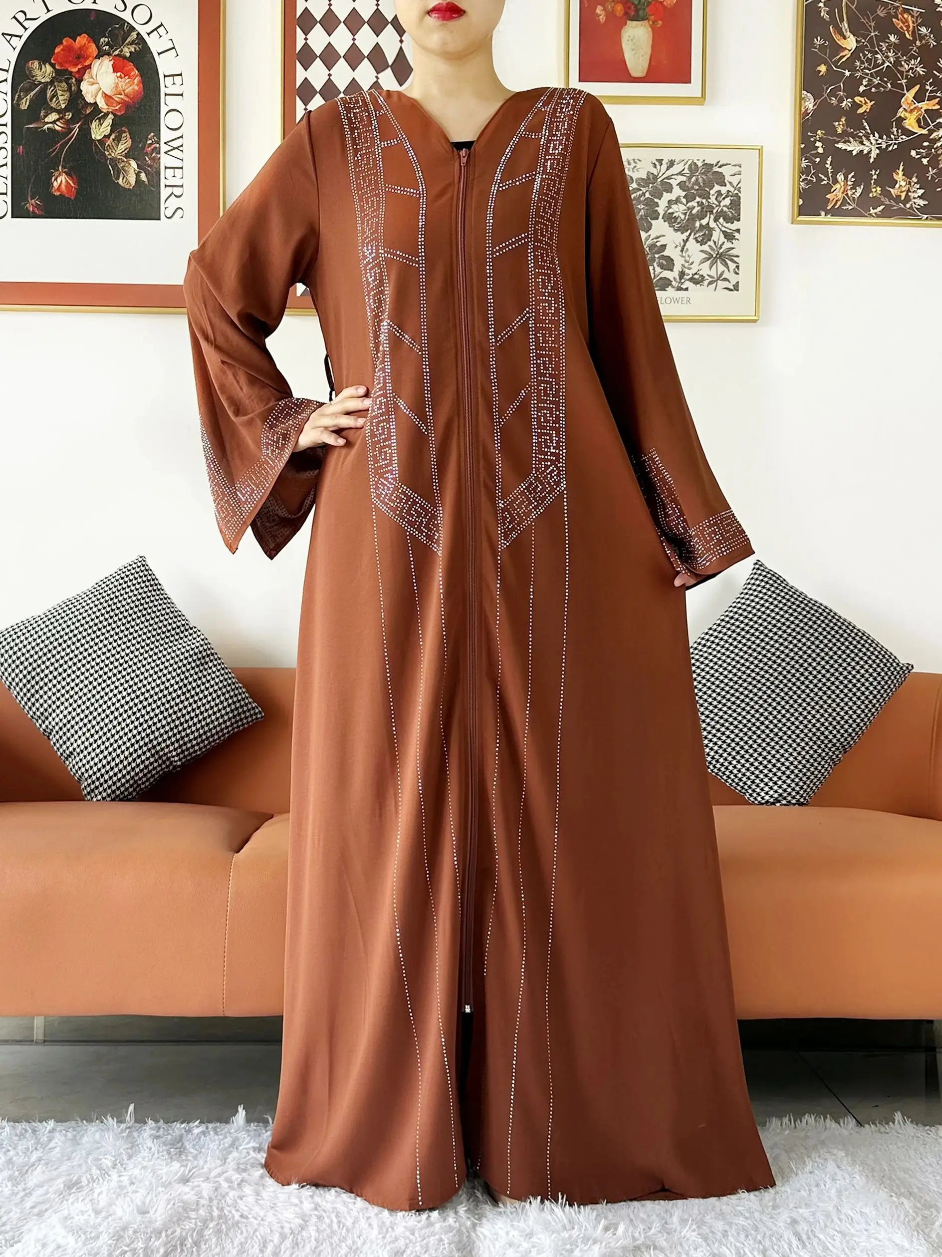 Laxury Design New Women Elegant Dress Chiffon Open Abaya Muslim Women Dress Islamic Clothing Cardigan Abaya Women Muslim Dress