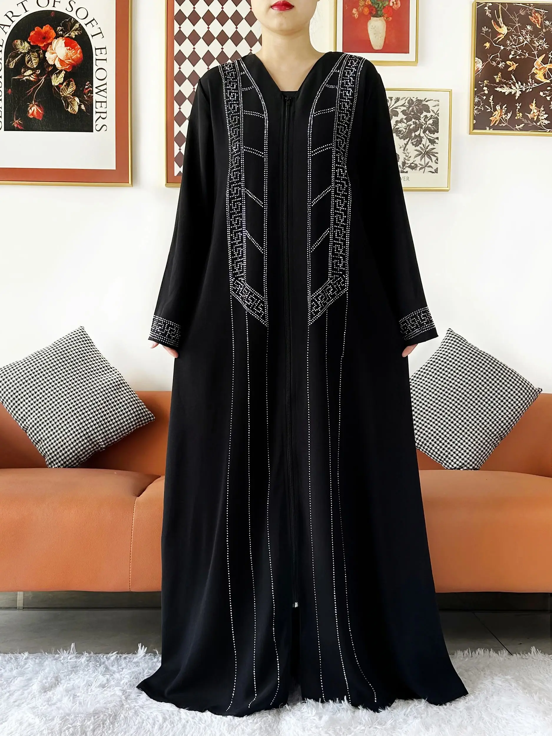 Laxury Design New Women Elegant Dress Chiffon Open Abaya Muslim Women Dress Islamic Clothing Cardigan Abaya Women Muslim Dress
