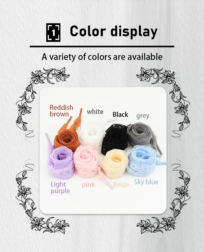 1Pair Silk Lace Shoes Laces Girl Colourful Flat Shoelaces White Black Casual Rope Shoelace for Shoes Accessories 80/100/120CM