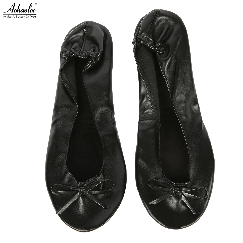 Aohaolee After Party Shoes Fashion Women Shoes Flats Portable Fold Up Bridal Prom Ballerinas Flat Shoes Roll Up Foldable Ballets