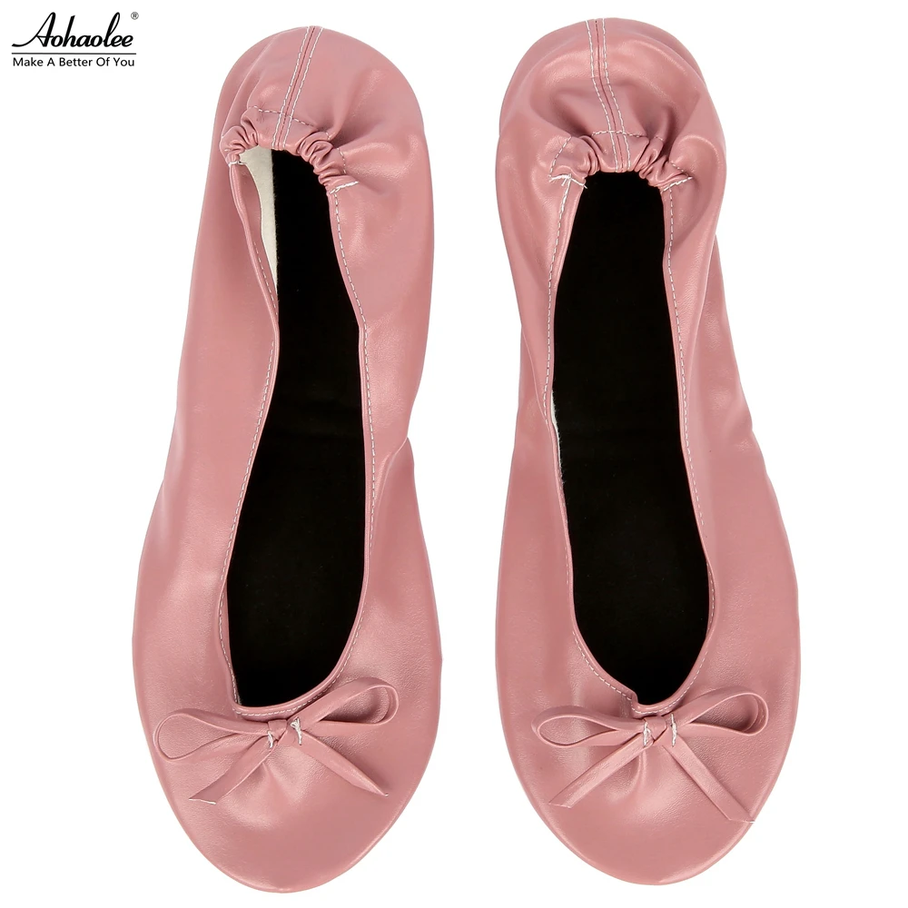 Aohaolee After Party Shoes Fashion Women Shoes Flats Portable Fold Up Bridal Prom Ballerinas Flat Shoes Roll Up Foldable Ballets