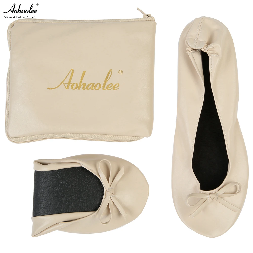 Aohaolee After Party Shoes Fashion Women Shoes Flats Portable Fold Up Bridal Prom Ballerinas Flat Shoes Roll Up Foldable Ballets