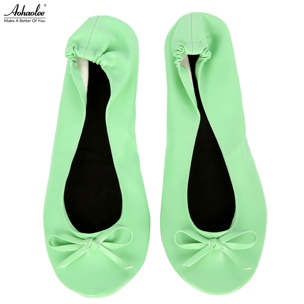 Aohaolee After Party Shoes Fashion Women Shoes Flats Portable Fold Up Bridal Prom Ballerinas Flat Shoes Roll Up Foldable Ballets