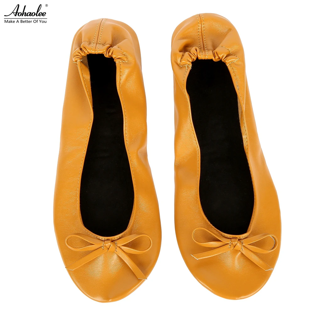 Aohaolee After Party Shoes Fashion Women Shoes Flats Portable Fold Up Bridal Prom Ballerinas Flat Shoes Roll Up Foldable Ballets