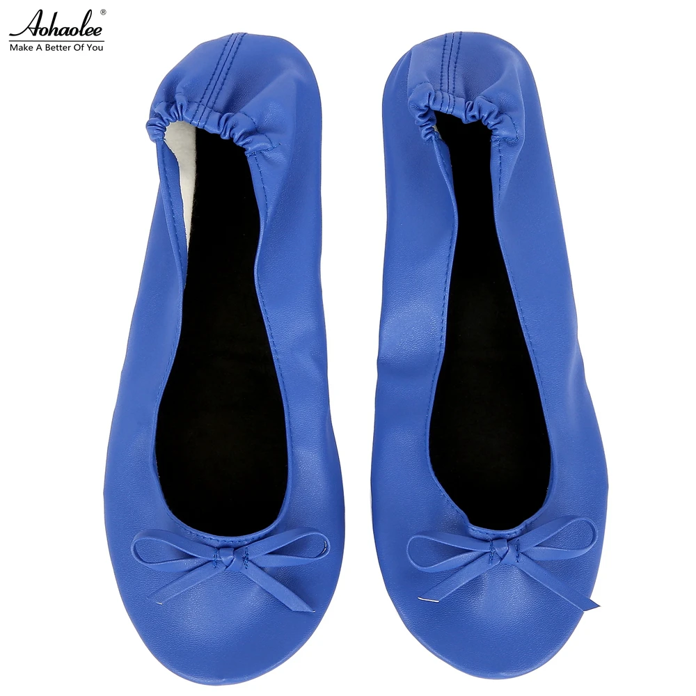 Aohaolee After Party Shoes Fashion Women Shoes Flats Portable Fold Up Bridal Prom Ballerinas Flat Shoes Roll Up Foldable Ballets