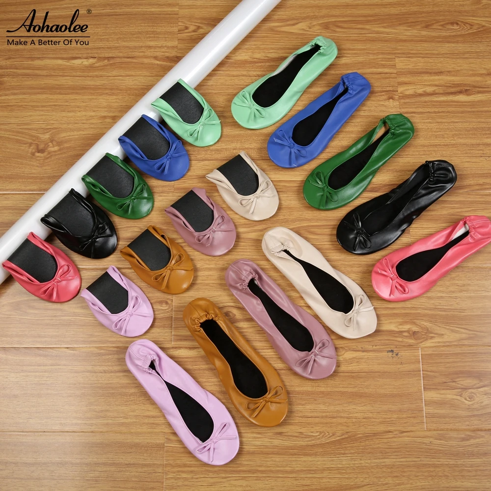 Aohaolee After Party Shoes Fashion Women Shoes Flats Portable Fold Up Bridal Prom Ballerinas Flat Shoes Roll Up Foldable Ballets