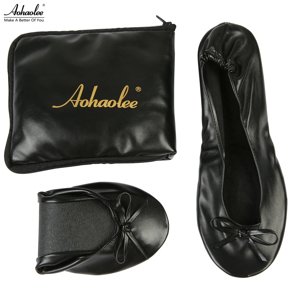 Aohaolee After Party Shoes Fashion Women Shoes Flats Portable Fold Up Bridal Prom Ballerinas Flat Shoes Roll Up Foldable Ballets