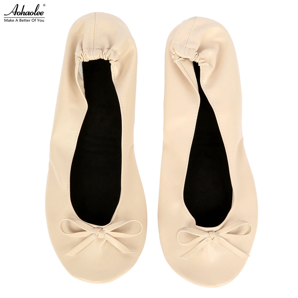 Aohaolee After Party Shoes Fashion Women Shoes Flats Portable Fold Up Bridal Prom Ballerinas Flat Shoes Roll Up Foldable Ballets