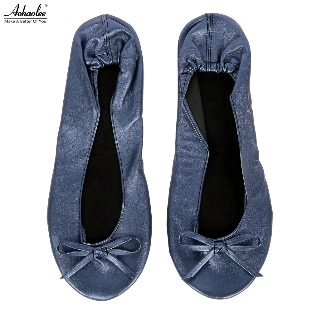 Aohaolee After Party Shoes Fashion Women Shoes Flats Portable Fold Up Bridal Prom Ballerinas Flat Shoes Roll Up Foldable Ballets