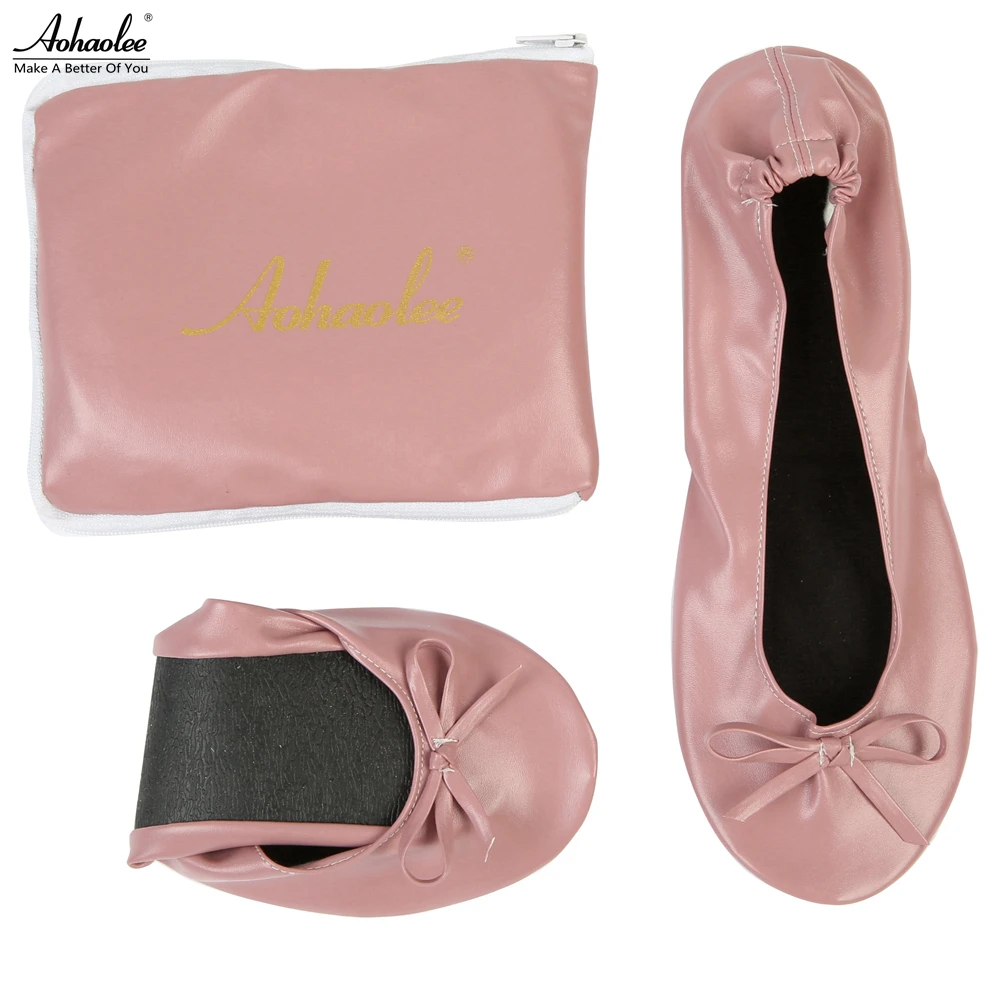 Aohaolee After Party Shoes Fashion Women Shoes Flats Portable Fold Up Bridal Prom Ballerinas Flat Shoes Roll Up Foldable Ballets