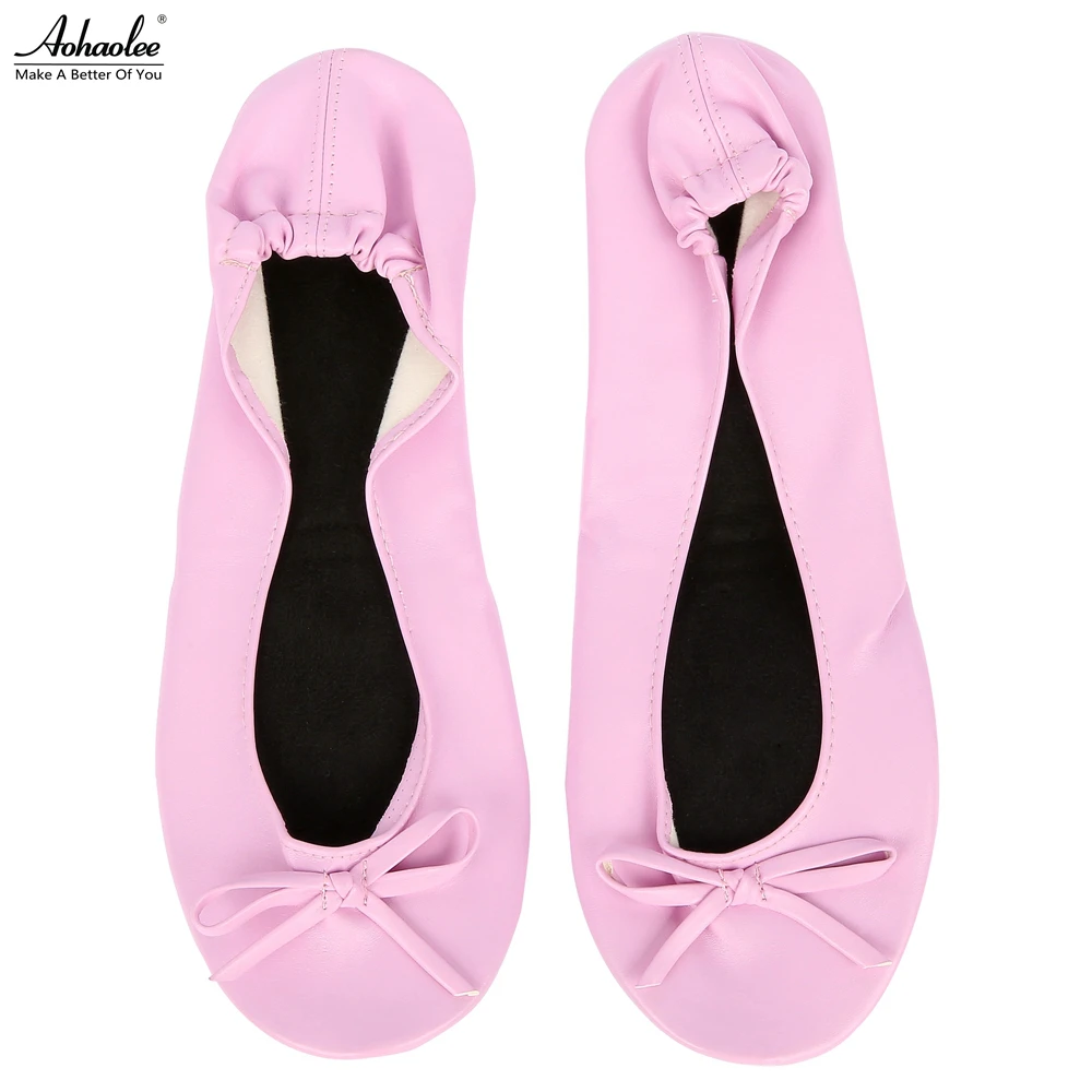 Aohaolee After Party Shoes Fashion Women Shoes Flats Portable Fold Up Bridal Prom Ballerinas Flat Shoes Roll Up Foldable Ballets