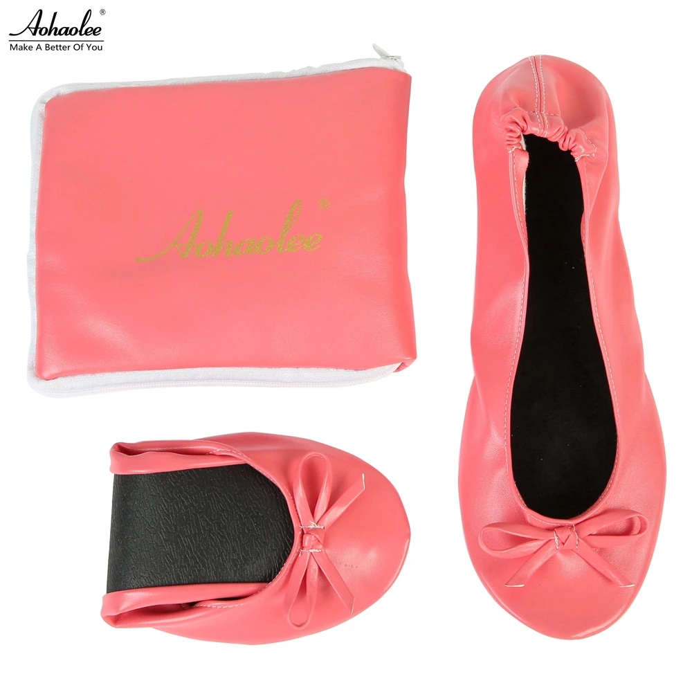 Aohaolee After Party Shoes Fashion Women Shoes Flats Portable Fold Up Bridal Prom Ballerinas Flat Shoes Roll Up Foldable Ballets