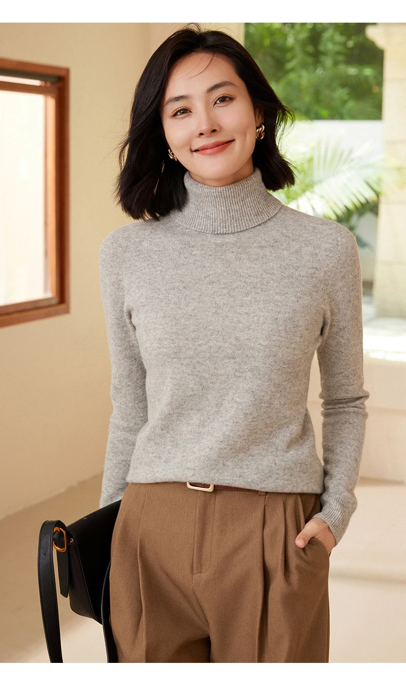 WinvyNee Women Clothing Merino Wool Sweater Casual Long Sleeve Tops Turtleneck Jumper Soft Warm Knitted Pullover Winter A1263006