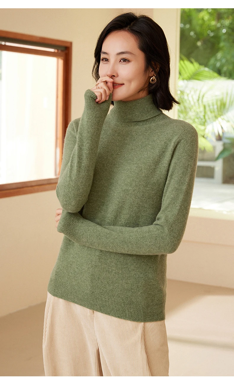 WinvyNee Women Clothing Merino Wool Sweater Casual Long Sleeve Tops Turtleneck Jumper Soft Warm Knitted Pullover Winter A1263006