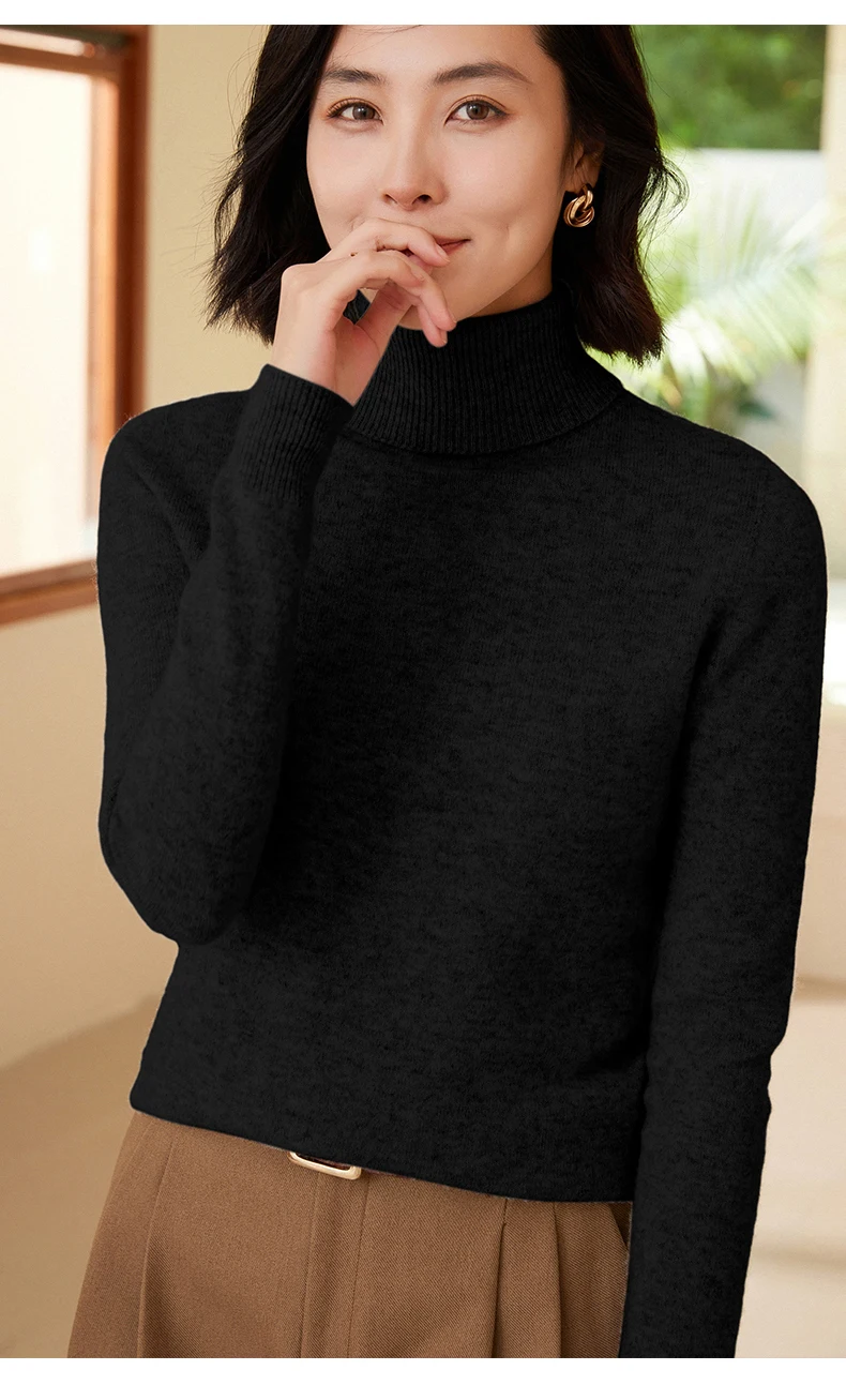 WinvyNee Women Clothing Merino Wool Sweater Casual Long Sleeve Tops Turtleneck Jumper Soft Warm Knitted Pullover Winter A1263006