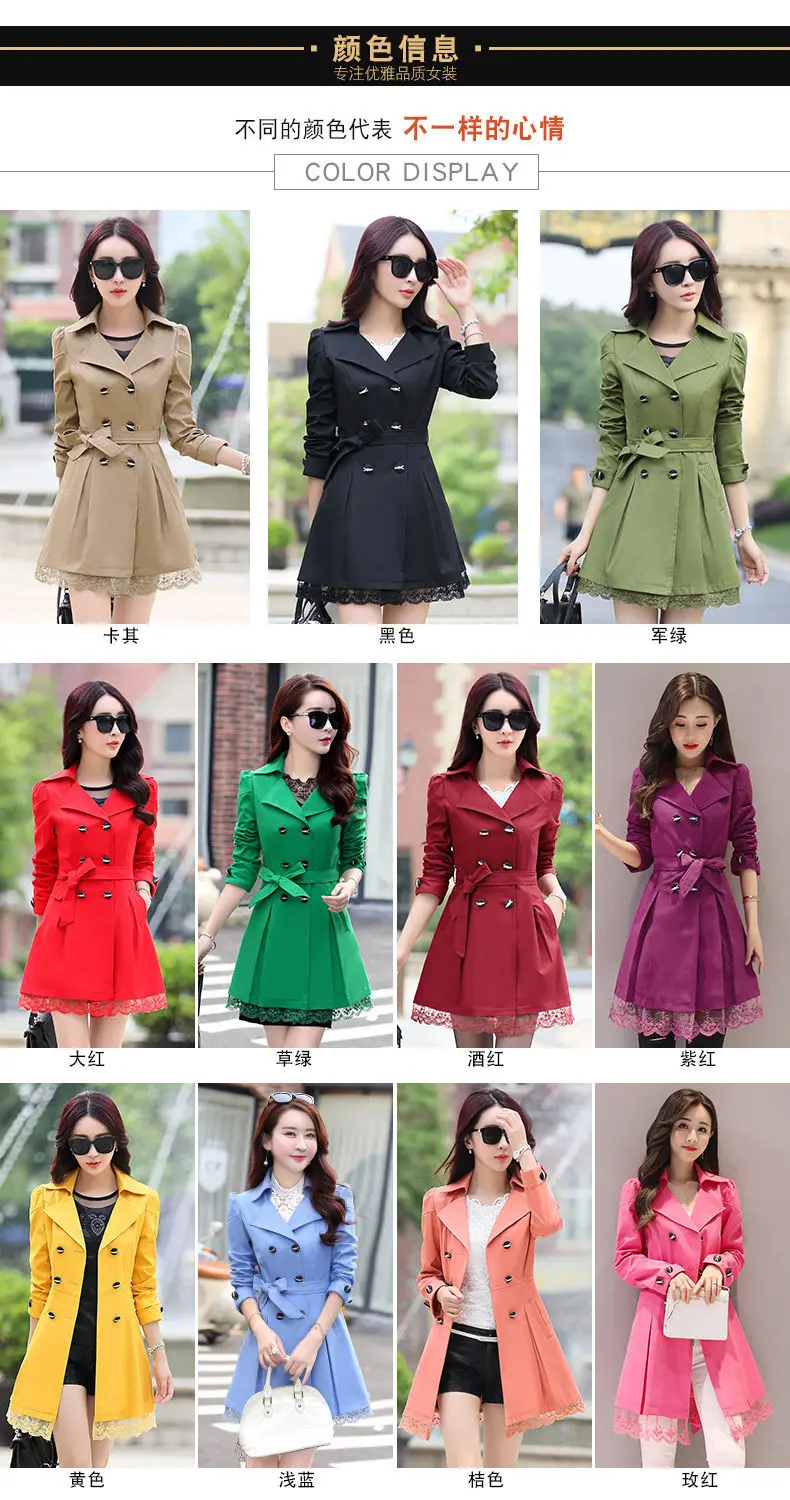 2024 Spring Trench Coat for Women Streetwear Turn-Down Collar Double Breasted Black Coats Female 3Xl Women Clothes