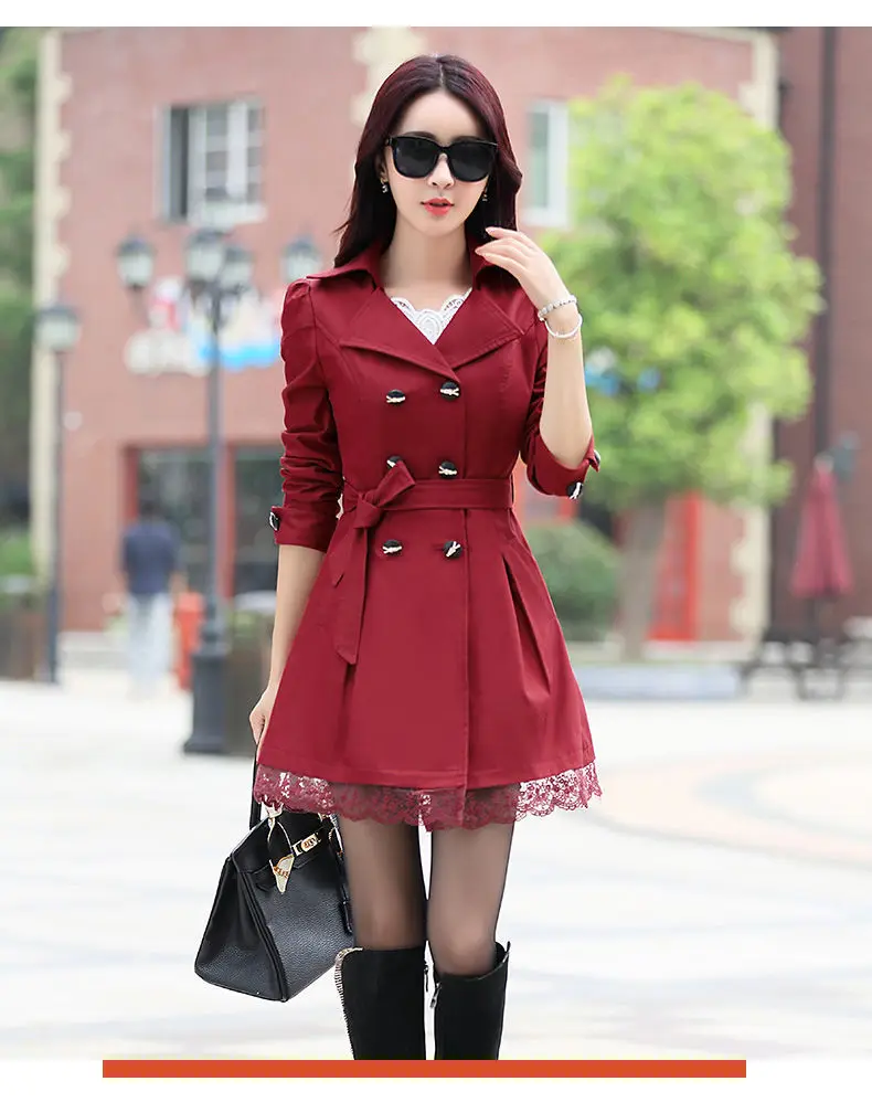 2024 Spring Trench Coat for Women Streetwear Turn-Down Collar Double Breasted Black Coats Female 3Xl Women Clothes