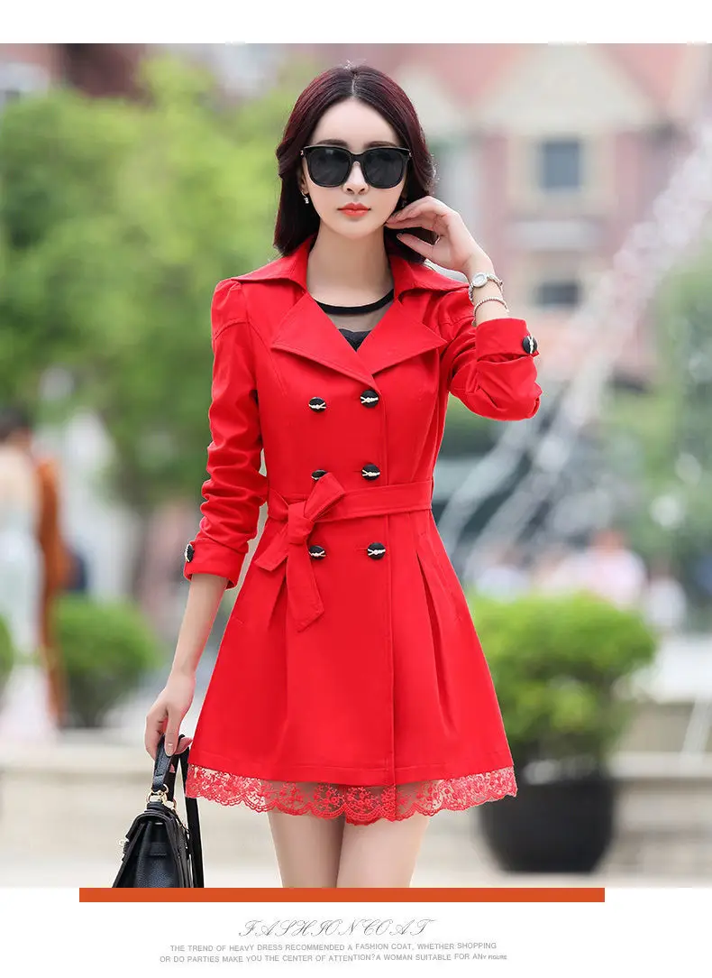 2024 Spring Trench Coat for Women Streetwear Turn-Down Collar Double Breasted Black Coats Female 3Xl Women Clothes