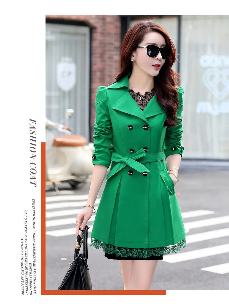 2024 Spring Trench Coat for Women Streetwear Turn-Down Collar Double Breasted Black Coats Female 3Xl Women Clothes