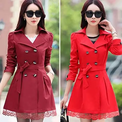 2024 Spring Trench Coat for Women Streetwear Turn-Down Collar Double Breasted Black Coats Female 3Xl Women Clothes
