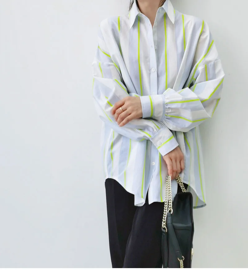 BirdTree,16MM 27.7% Real Silk Elegant Shirt, Women Striped Long Sleeve,OL Fashion Casual Blouses, 2026 Spring New T44985QM