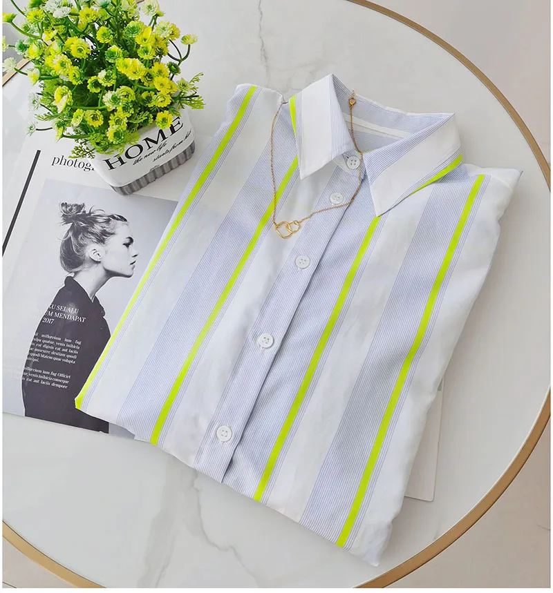 BirdTree,16MM 27.7% Real Silk Elegant Shirt, Women Striped Long Sleeve,OL Fashion Casual Blouses, 2026 Spring New T44985QM