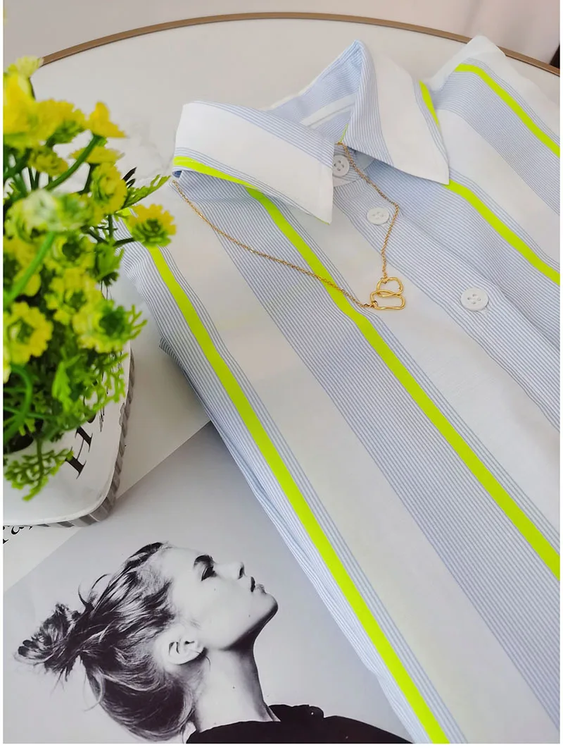 BirdTree,16MM 27.7% Real Silk Elegant Shirt, Women Striped Long Sleeve,OL Fashion Casual Blouses, 2026 Spring New T44985QM
