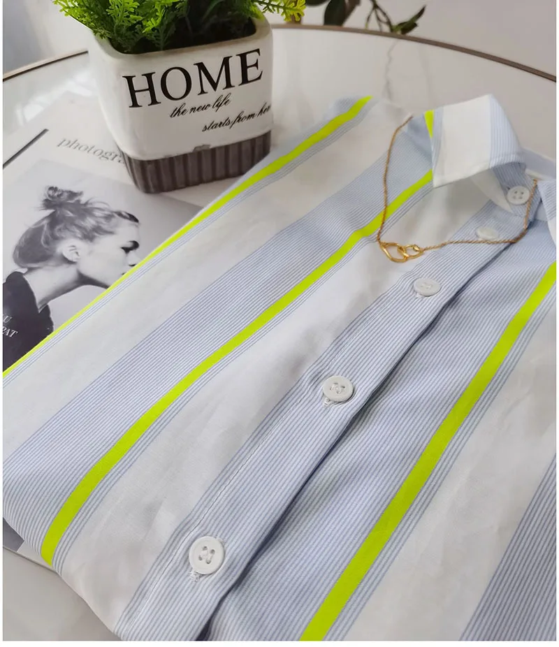 BirdTree,16MM 27.7% Real Silk Elegant Shirt, Women Striped Long Sleeve,OL Fashion Casual Blouses, 2026 Spring New T44985QM