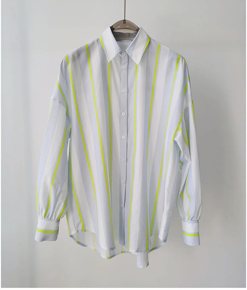 BirdTree,16MM 27.7% Real Silk Elegant Shirt, Women Striped Long Sleeve,OL Fashion Casual Blouses, 2026 Spring New T44985QM