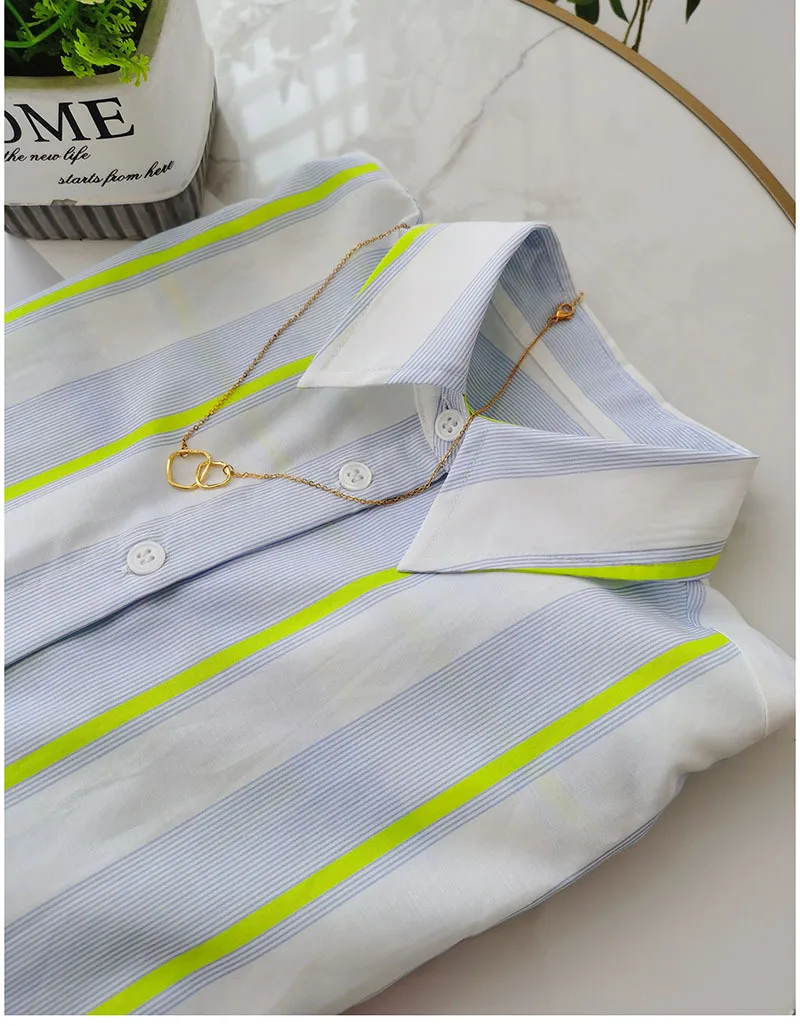 BirdTree,16MM 27.7% Real Silk Elegant Shirt, Women Striped Long Sleeve,OL Fashion Casual Blouses, 2026 Spring New T44985QM