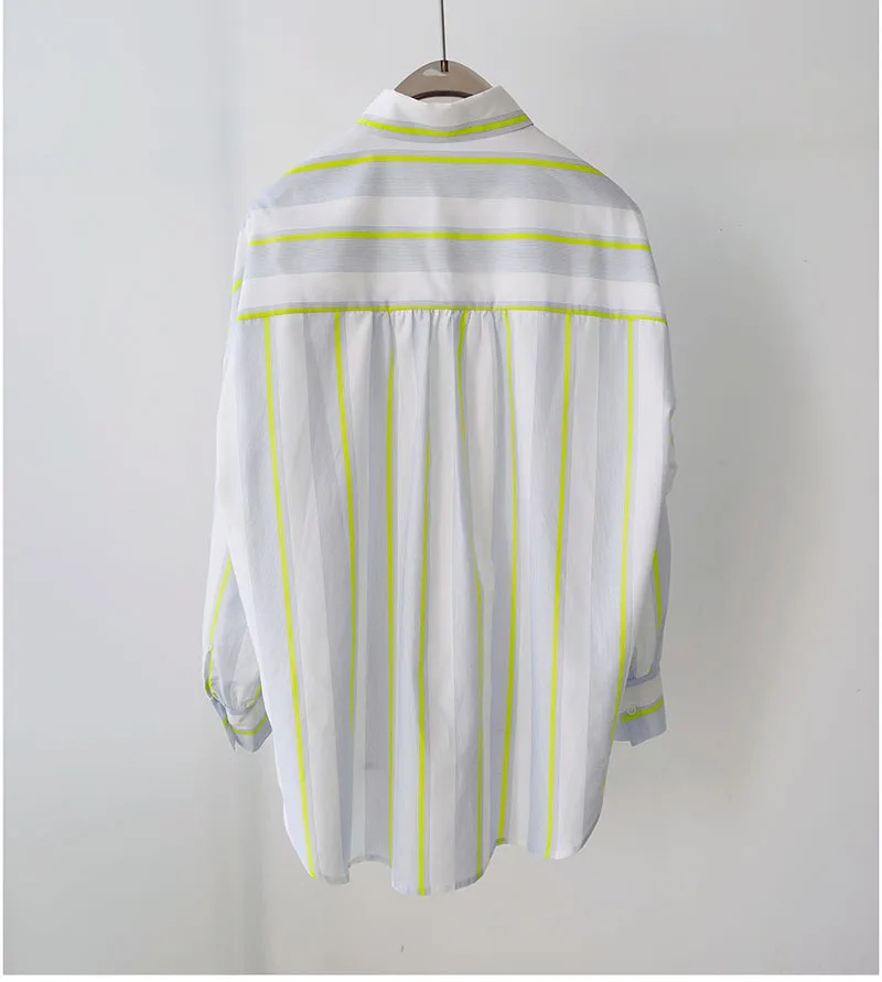 BirdTree,16MM 27.7% Real Silk Elegant Shirt, Women Striped Long Sleeve,OL Fashion Casual Blouses, 2026 Spring New T44985QM