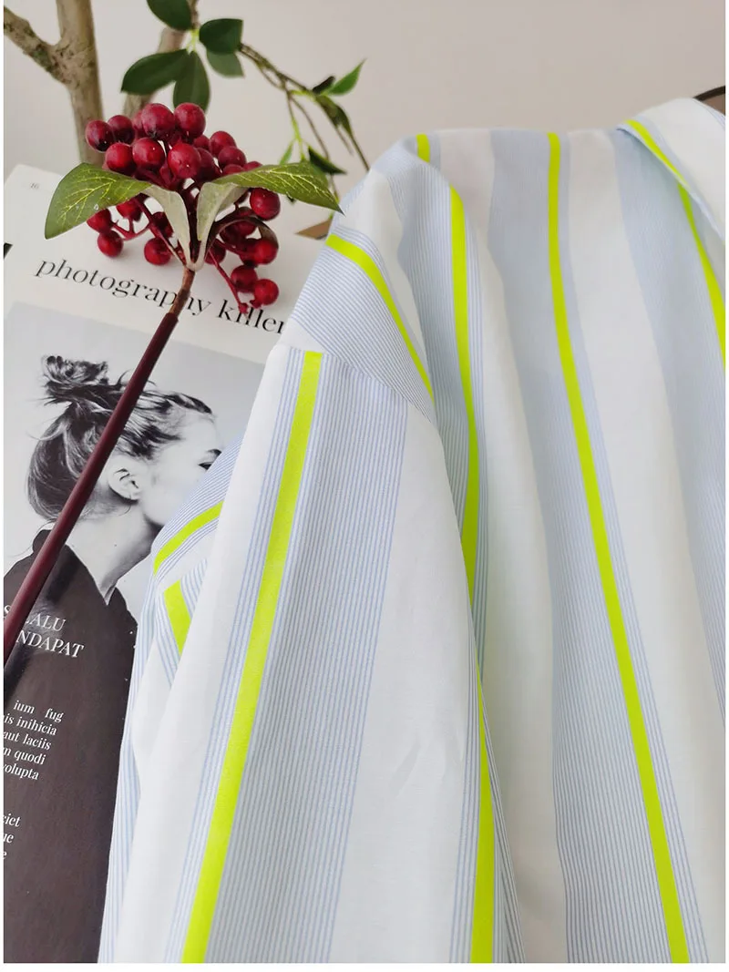BirdTree,16MM 27.7% Real Silk Elegant Shirt, Women Striped Long Sleeve,OL Fashion Casual Blouses, 2026 Spring New T44985QM