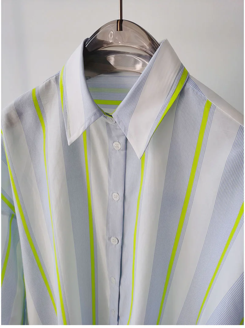 BirdTree,16MM 27.7% Real Silk Elegant Shirt, Women Striped Long Sleeve,OL Fashion Casual Blouses, 2026 Spring New T44985QM