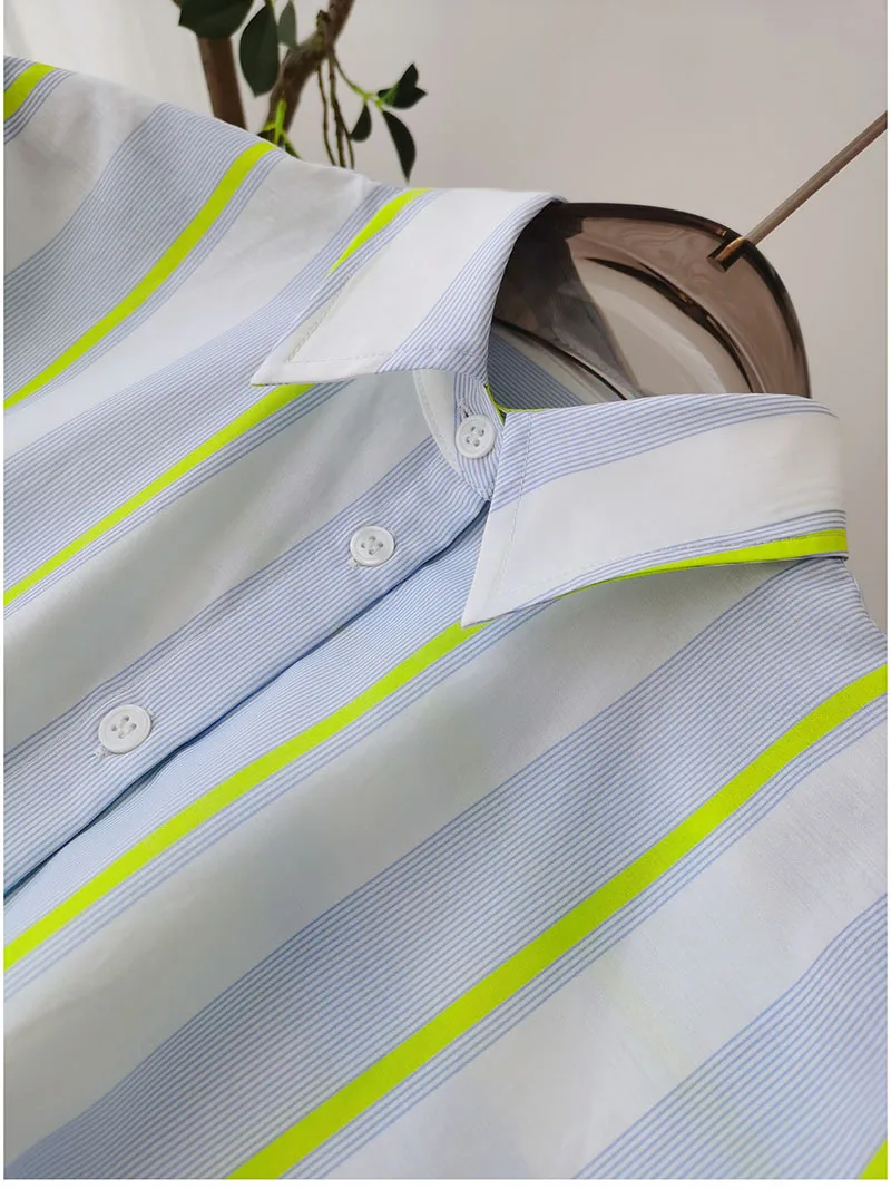 BirdTree,16MM 27.7% Real Silk Elegant Shirt, Women Striped Long Sleeve,OL Fashion Casual Blouses, 2026 Spring New T44985QM