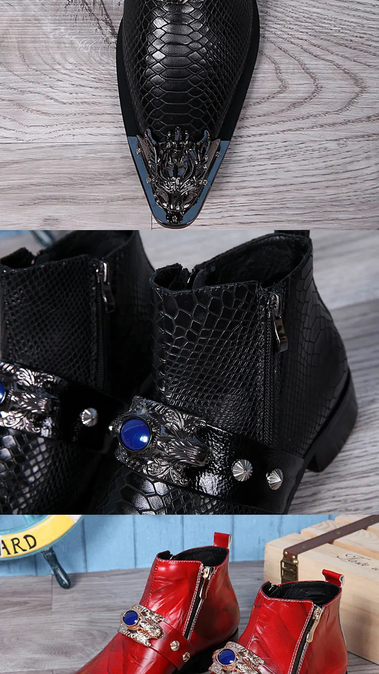 Autumn Man Wedding boots Metal Tip zipper Genuine leather Chelsea boots Leisure time party Customized Singer Men's Boots