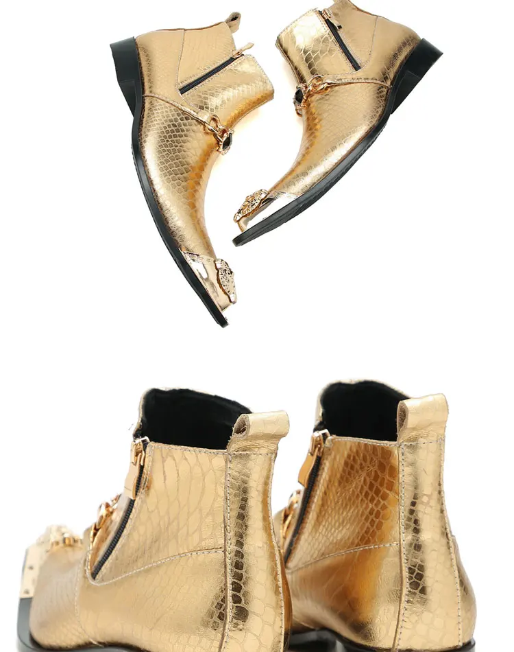 Autumn Man Wedding boots Metal Tip zipper Genuine leather Chelsea boots Leisure time party Customized Singer Men's Boots