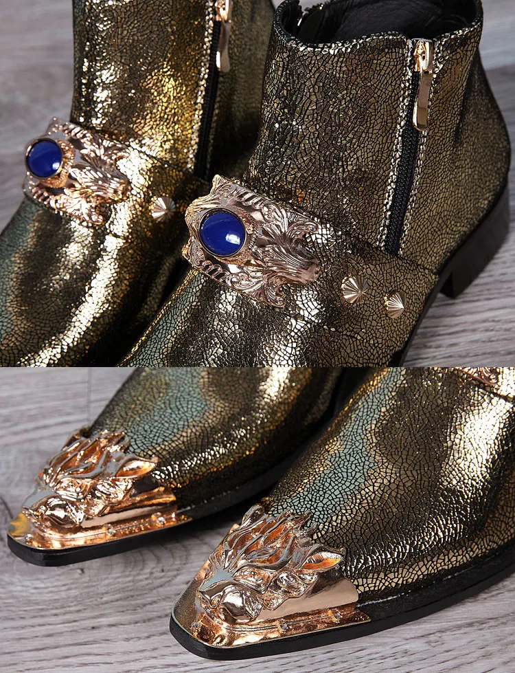Autumn Man Wedding boots Metal Tip zipper Genuine leather Chelsea boots Leisure time party Customized Singer Men's Boots