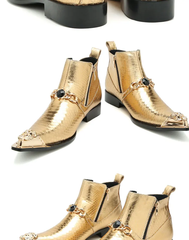 Autumn Man Wedding boots Metal Tip zipper Genuine leather Chelsea boots Leisure time party Customized Singer Men's Boots